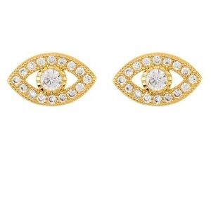 Adornia 14K Over Silver Crystal Evil Eye Studs